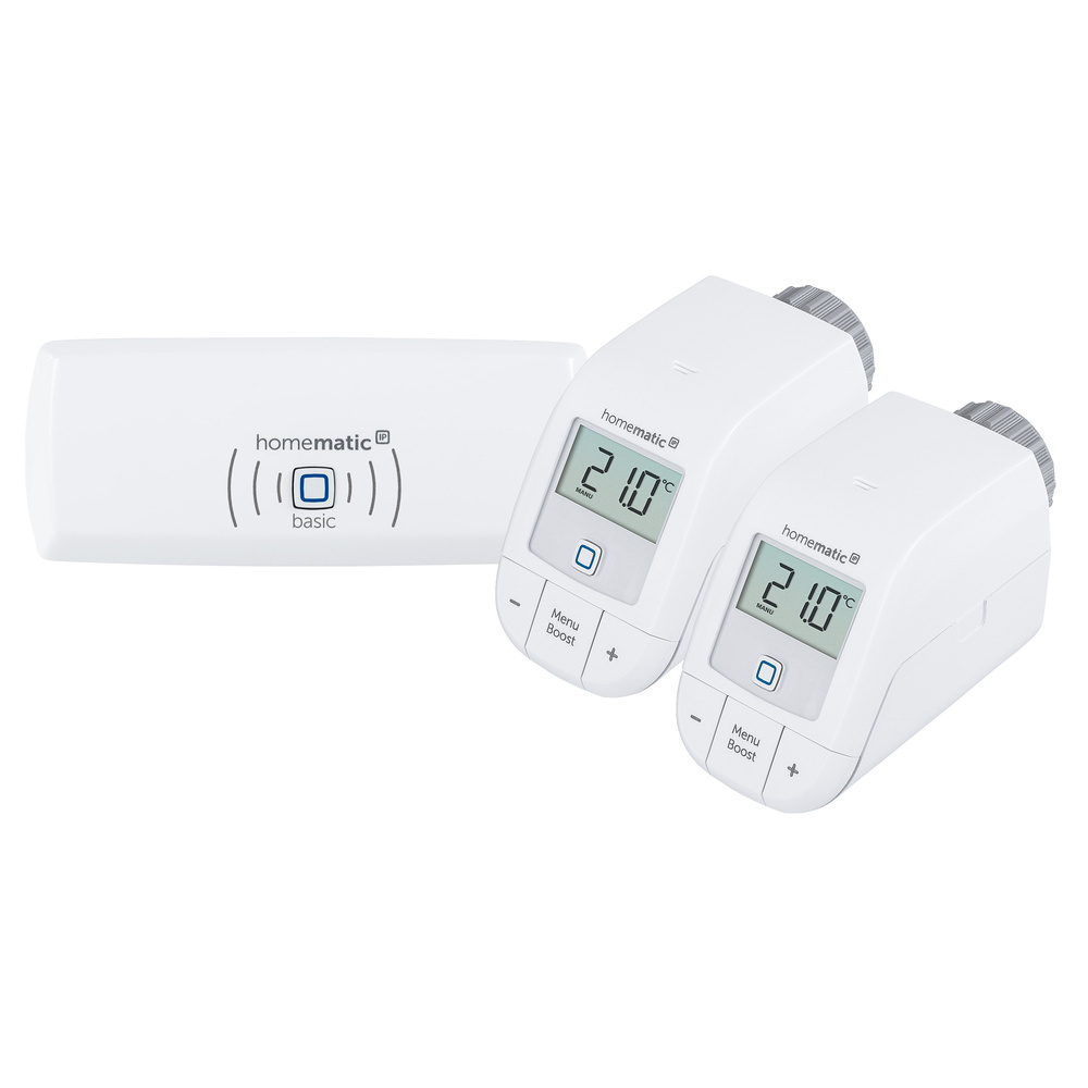 Homematic IP Smart Home Set Heizen Basic mit 2x Heizkörperthermostat basic HmIP-eTRV-B-2