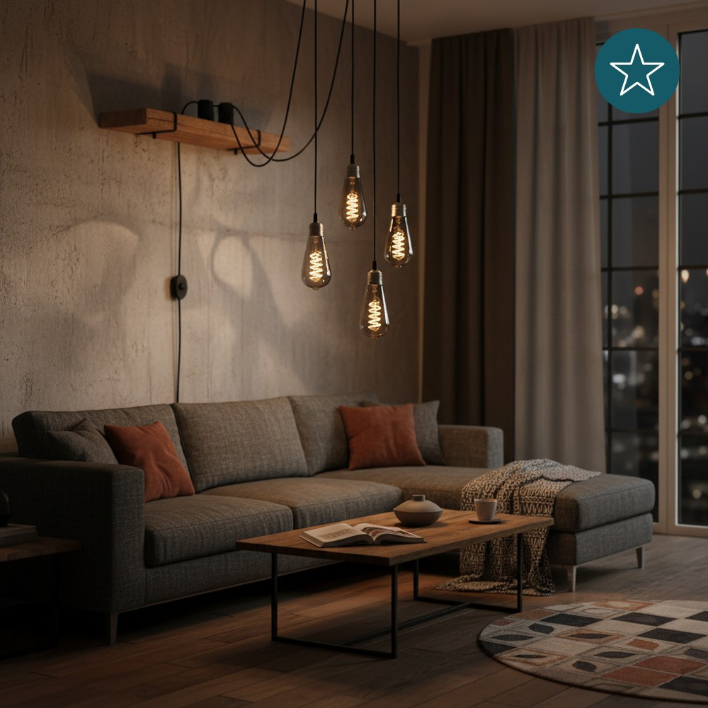 LUXULA LED Filament Leuchtmittel, SPIRAL, Pear, E27, 4W, 40lm, 1800K, dimmbar