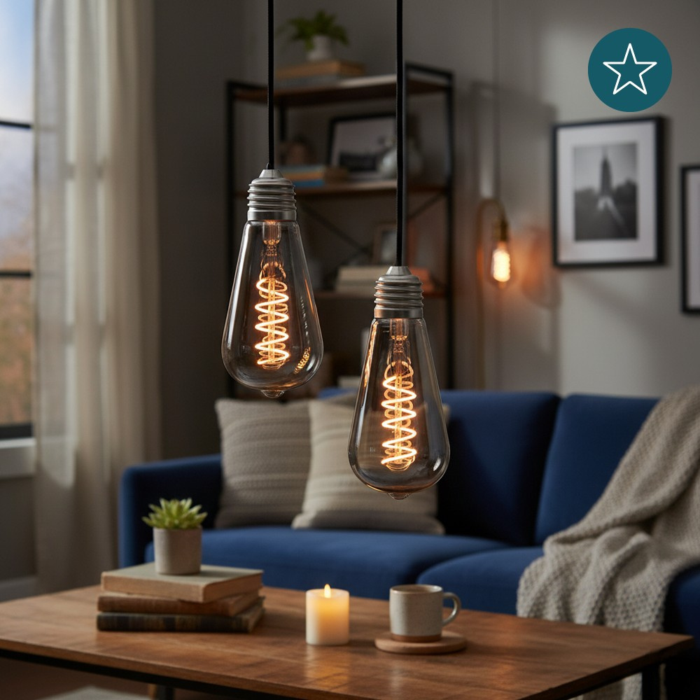 LUXULA LED Filament Leuchtmittel, SPIRAL, Pear, E27, 4W, 40lm, 1800K, dimmbar