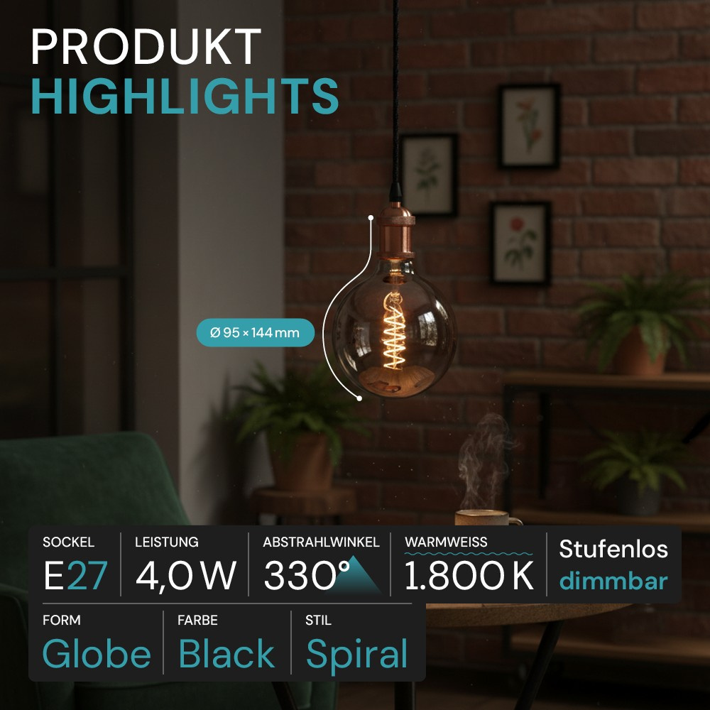 LUXULA LED Filament Leuchtmittel SPIRAL, LX100178,