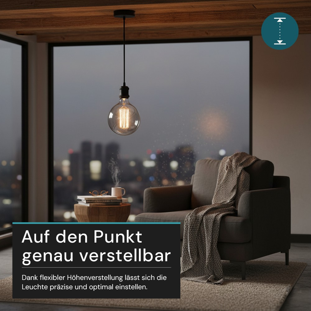 LUXULA Lampenfassung aus Metall, LX100182, schwarz