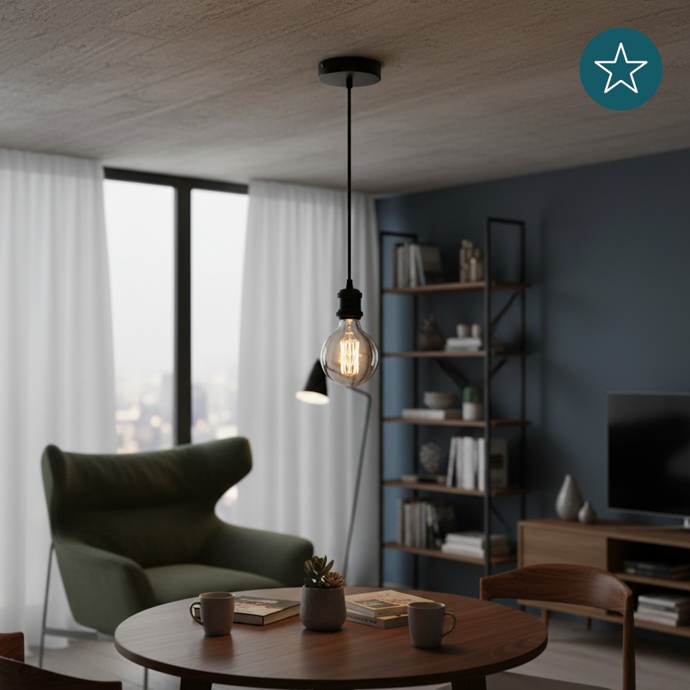 LUXULA Lampenfassung aus Metall, LX100182, schwarz