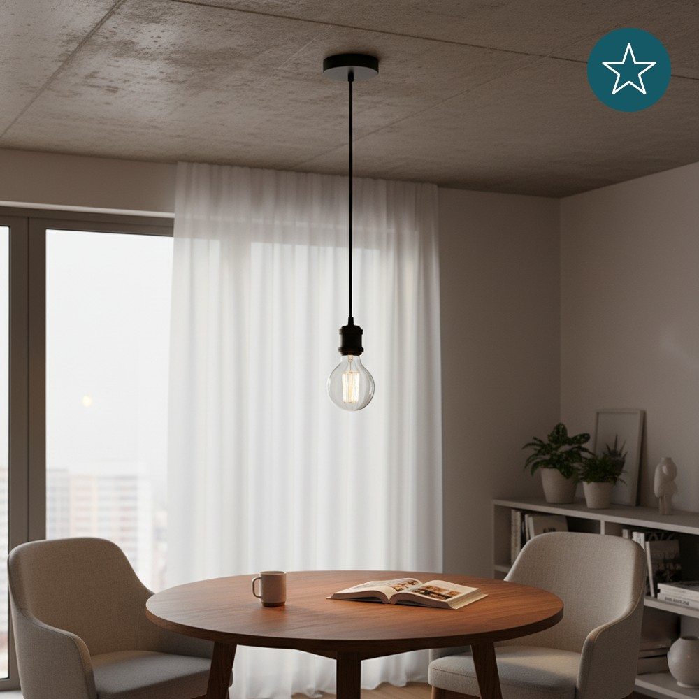 LUXULA Lampenfassung aus Metall, LX100182, schwarz