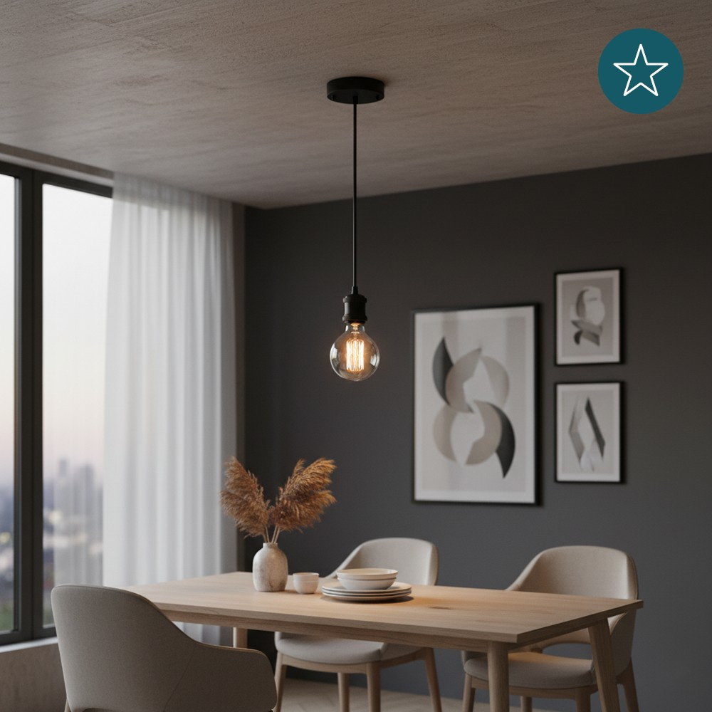 LUXULA Lampenfassung aus Metall, LX100182, schwarz