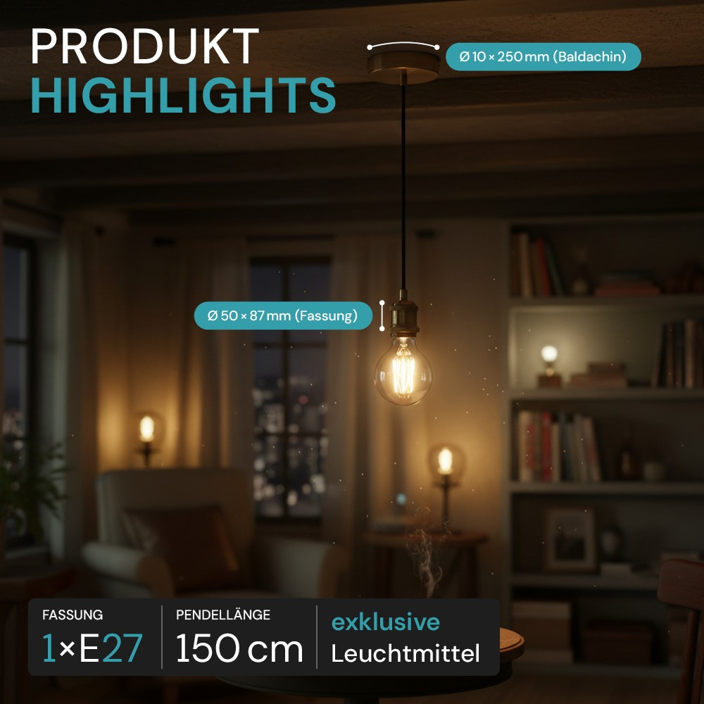 LUXULA Lampenfassung aus Metall, LX100183, Messing