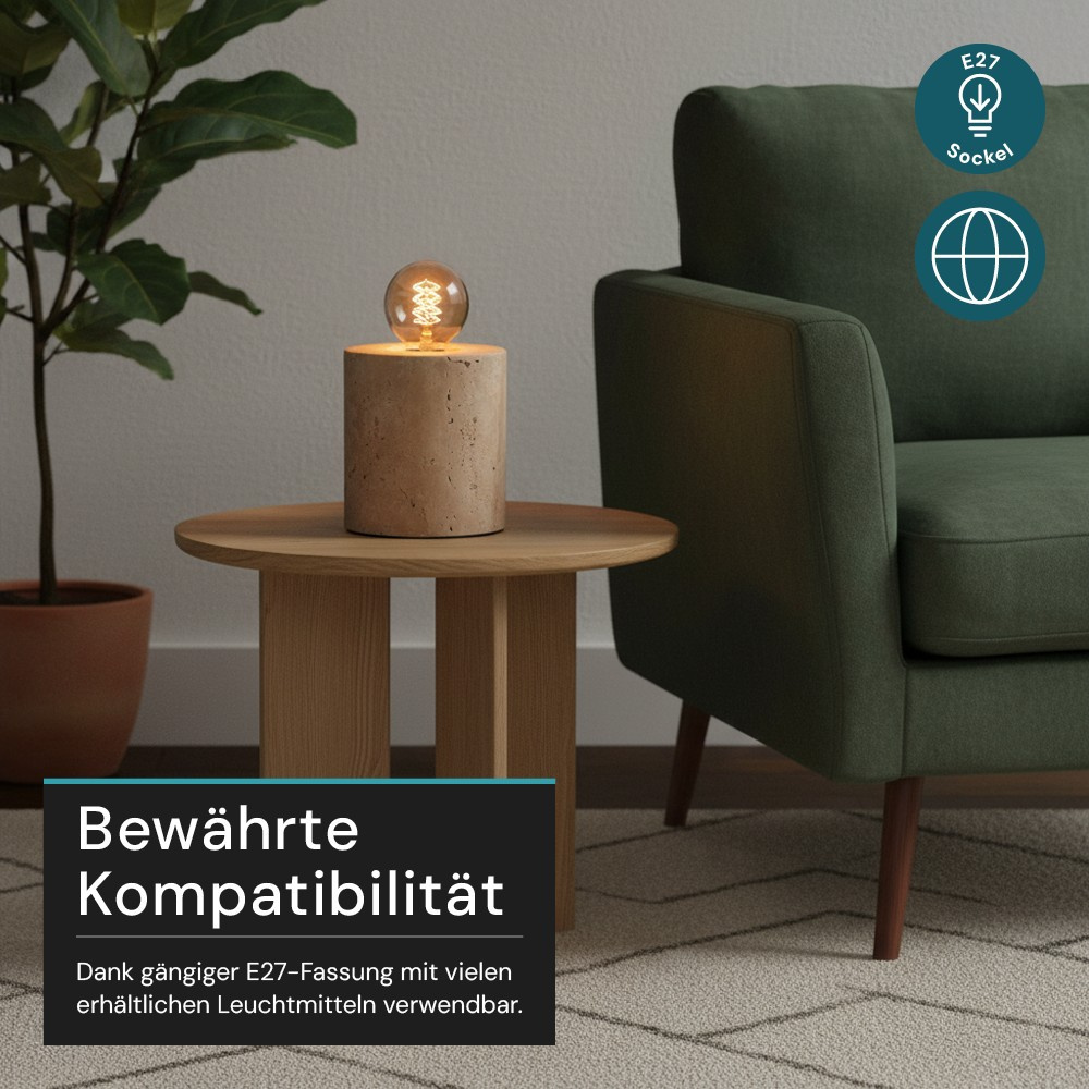 LUXULA Tischleuchte JAR, LX100188, Steinoptik