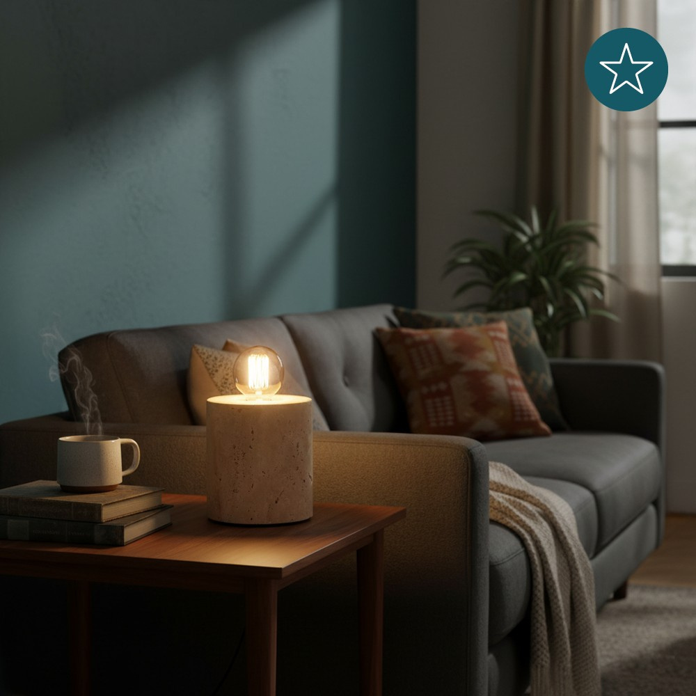 LUXULA Tischleuchte JAR, LX100188, Steinoptik