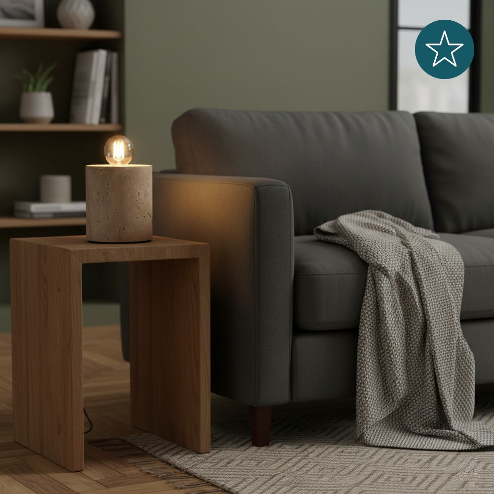 LUXULA Tischleuchte JAR, LX100188, Steinoptik