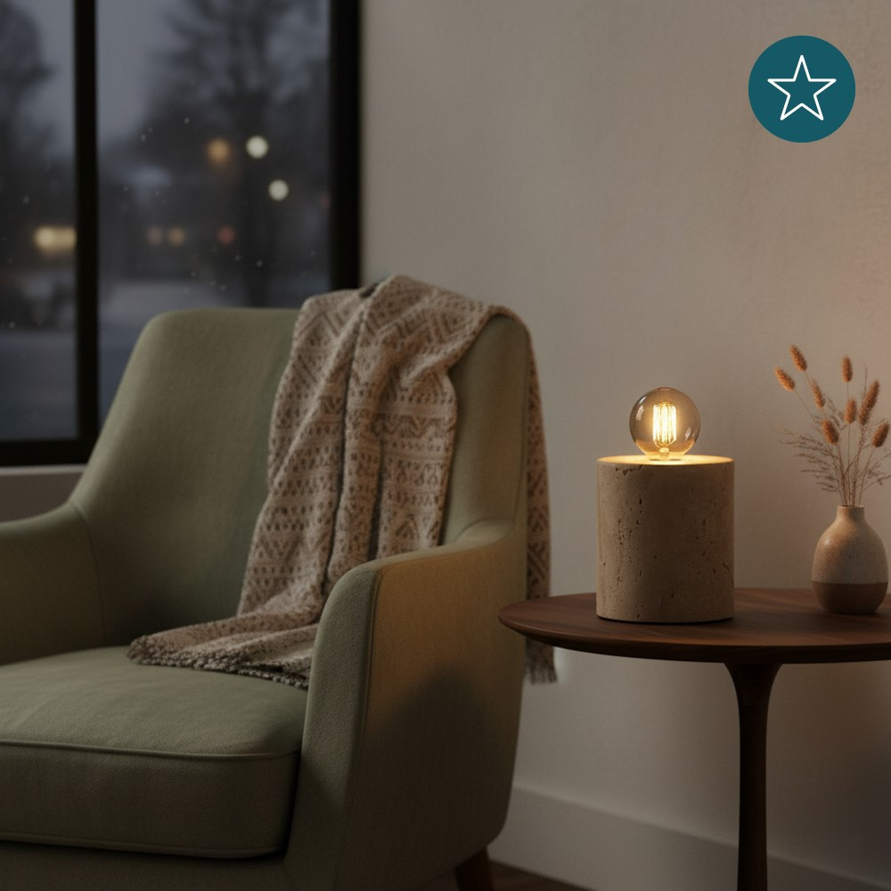 LUXULA Tischleuchte JAR, LX100188, Steinoptik