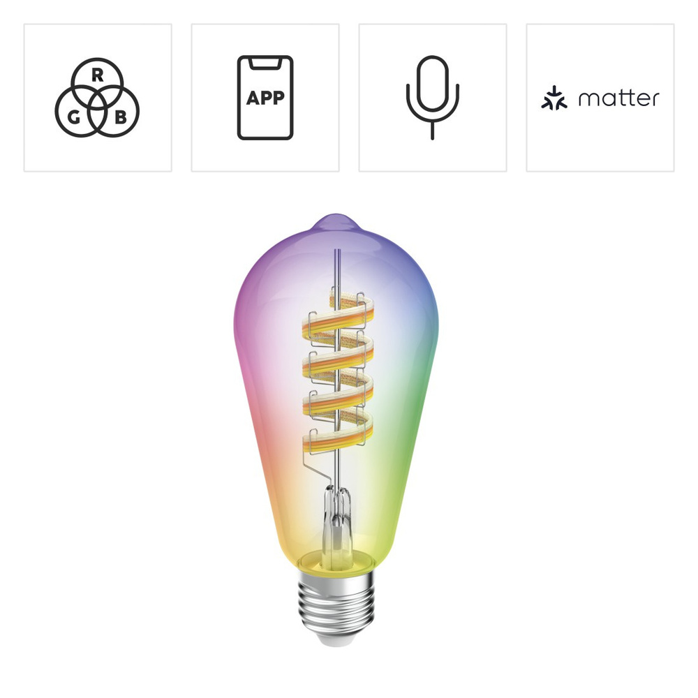 Hama Smart Home LED-Lampe, E27, Filament, RGBW, dimmbar, WLAN, Matter