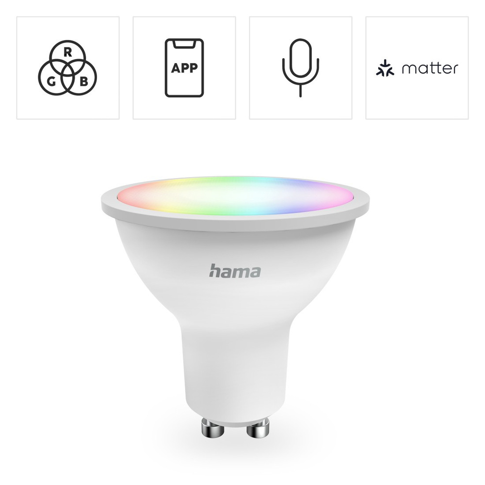 Hama Smart Home  LED-Lampe, GU10, RGBW, dimmbar, WLAN, Matter