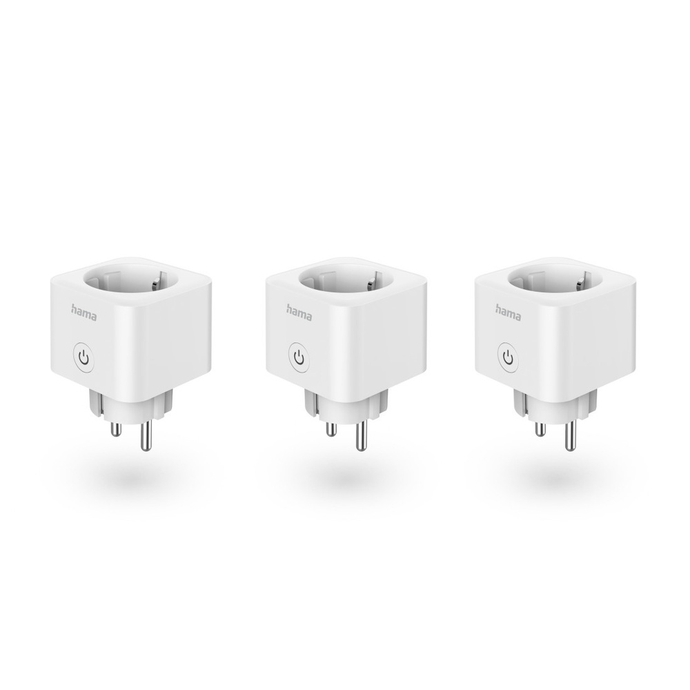 Hama Smarte WLAN-Steckdose, Matter, 3.680W, Sprach-/Appgesteuert, 3er-Pack