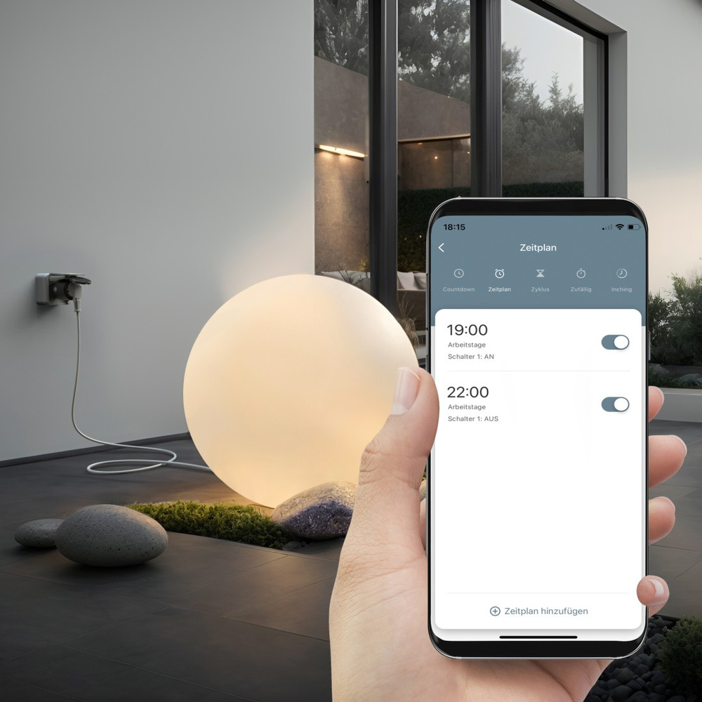 hama Smarte WLAN-Steckdose, für außen IP44, Matter, sprach-/appgesteuert, 2.300W