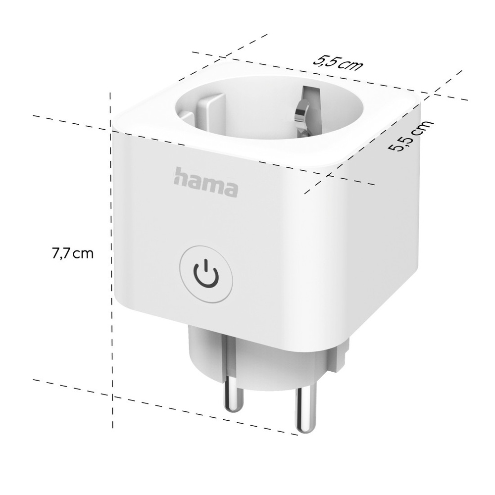 hama Smarte WLAN-Steckdose mit Energiemessung, für innen, Matter, sprach-/appgesteuert, 3680W