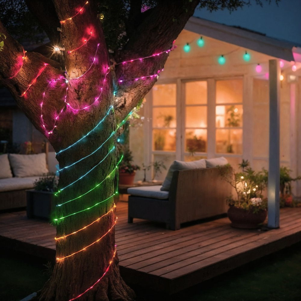 Hama Smart Home LED-Lichterkette, WLAN, Farbwechsel, dimmbar, außen IP65, 10 m, bunt