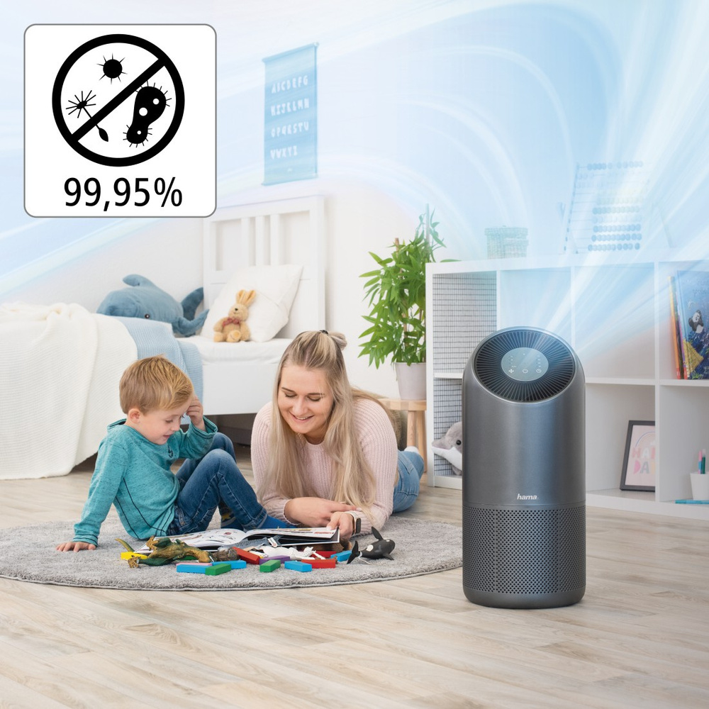 Hama Smart Home Luftreiniger "Smart", 3-fach-Filter, HEPA, filtert Viren, Pollen, Staub