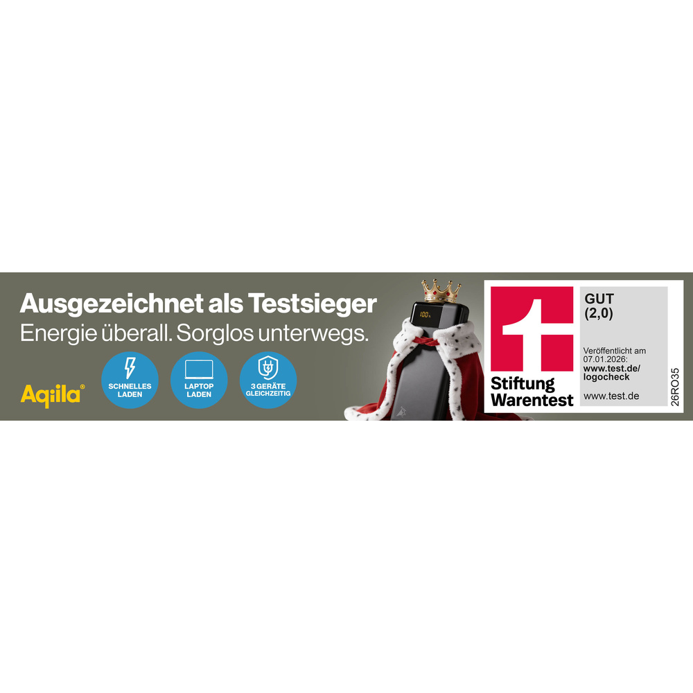 Aqiila Powerbird B20+ Powerbank, 65 W, 20.000 mAh, schwarz