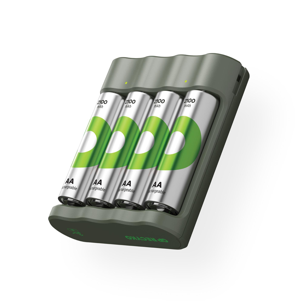 GP USB-Ladegerät B441 Micro (AAA) und Mignon (AA), inkl., 4 x RECYKO AA 2100 mAh