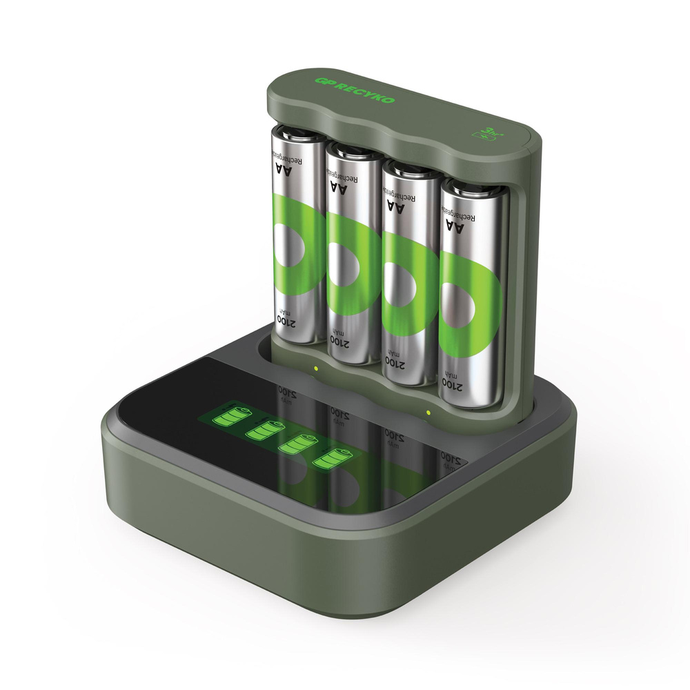 GP USB-Ladegerät B441 Micro (AAA) und Mignon (AA), inkl. 4 x RECYKO AA 2100 mAh, mit Dockingstation D451