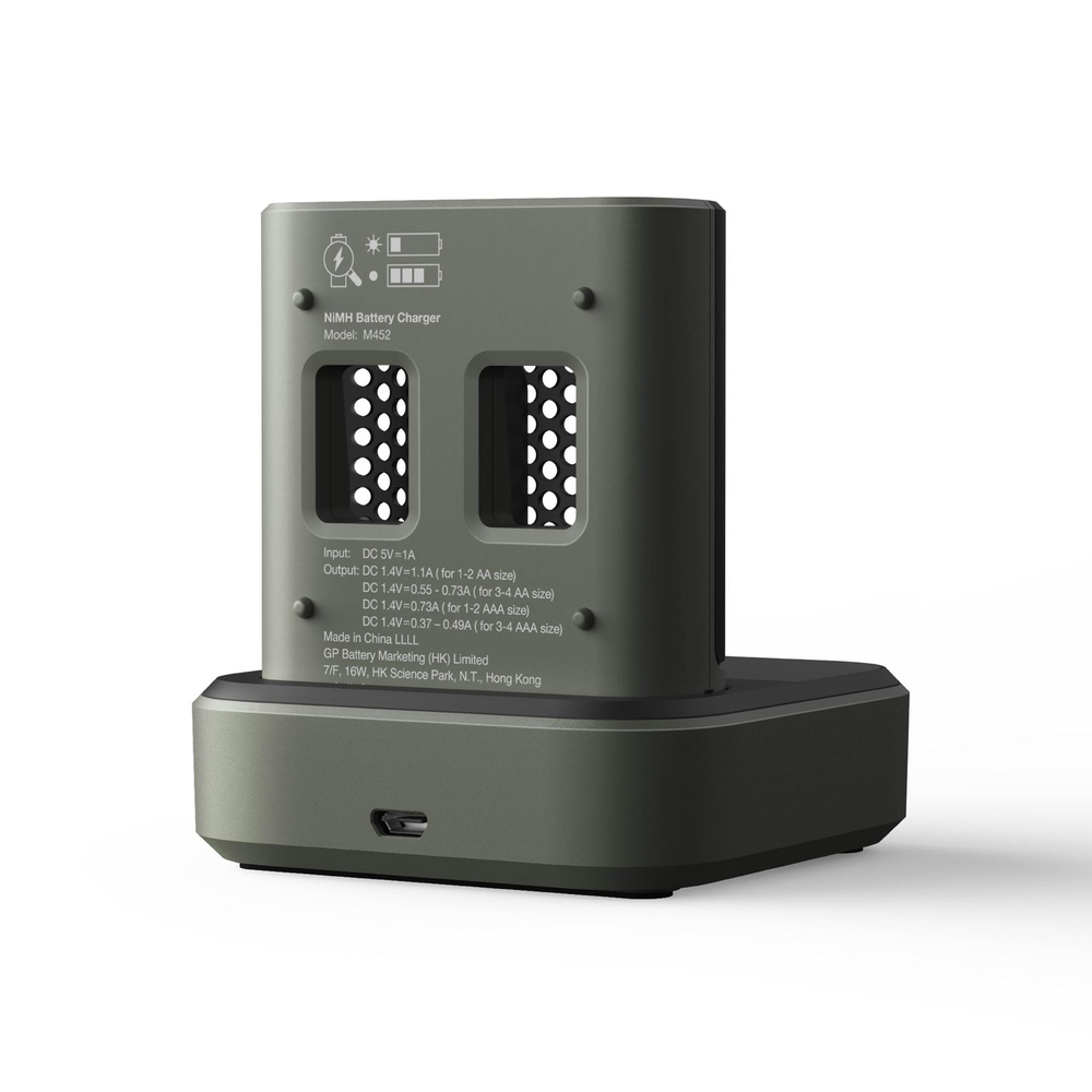 GP USB-Ladegerät M452 Micro (AAA) und Mignon (AA), inkl. 4 x RECYKO AA 2600 mAh, mit Dockingstation D451
