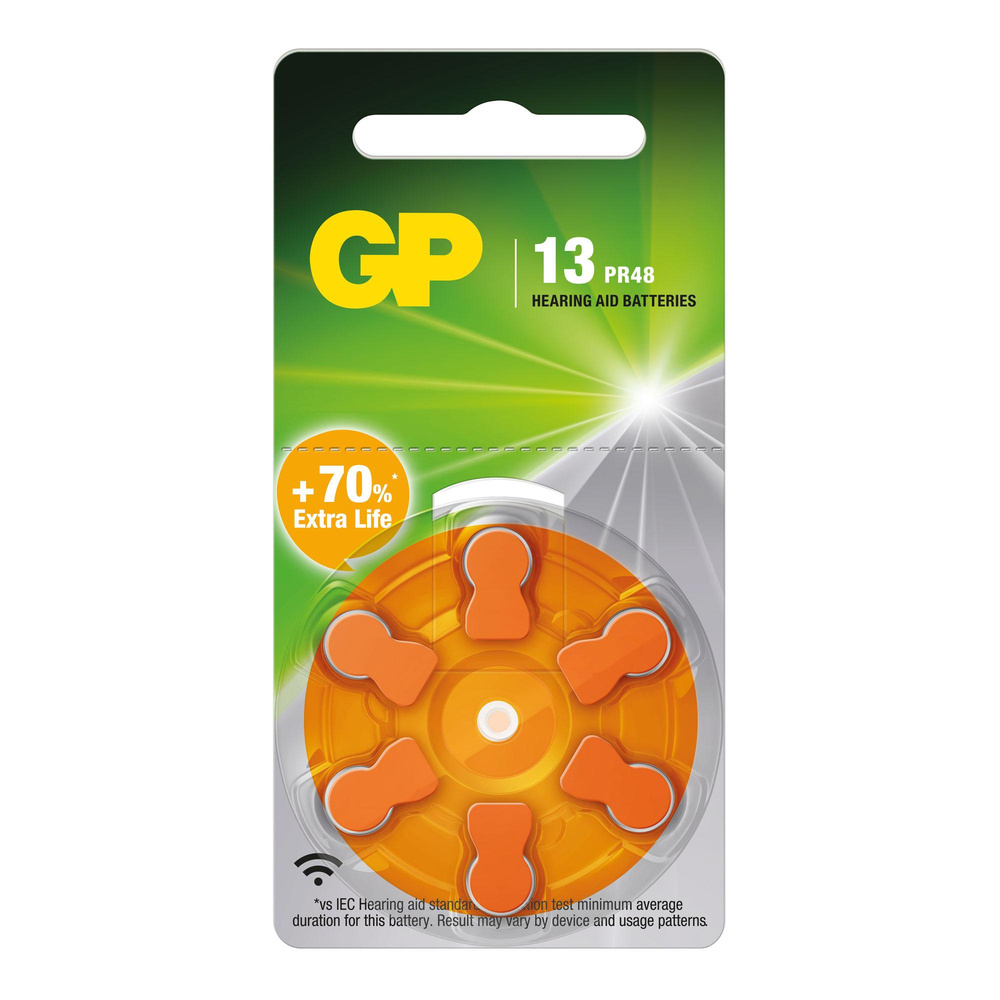 GP Zink-Luft Hörgerätebatterie ZA13, 1,4V, 6 Stück