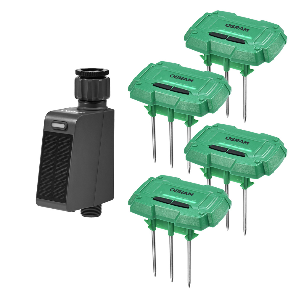 Osram Smart + Smart Home Bewässerungsset, 4x Bodenfeuchtesensor, 1x Bewässerungscontroller, WLAN