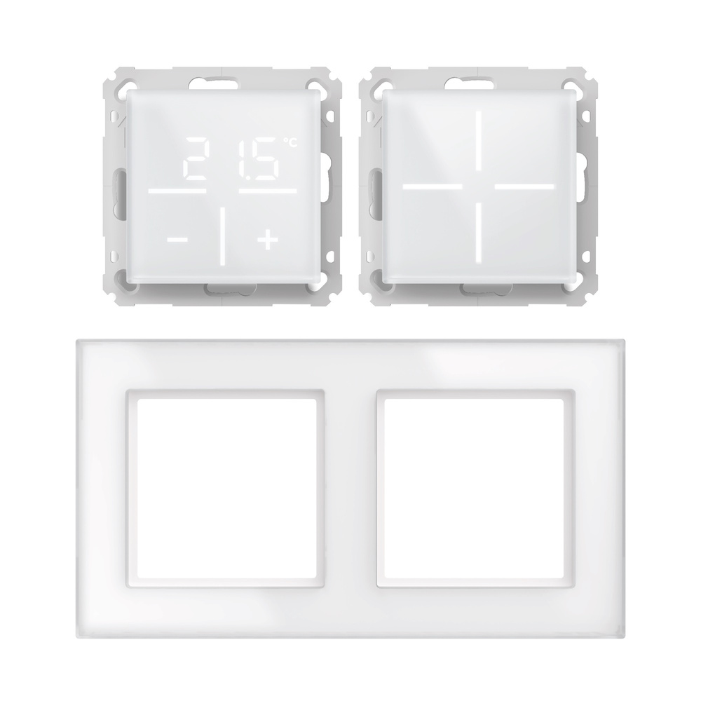 Homematic IP Set 1x Glastaster + Glas-Thermostat + Glasrahmen, weiß, HmIP-WGS + HmIP-WGT + HmIP-GF2
