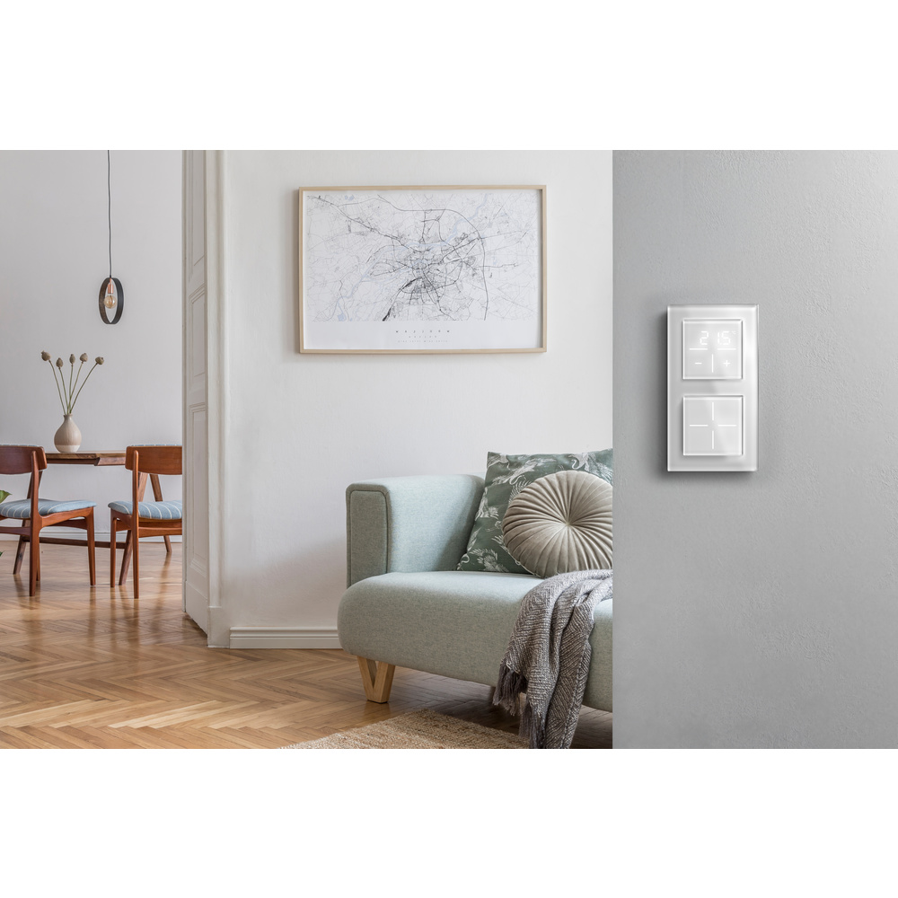 Homematic IP Set 1x Glastaster + Glas-Thermostat  mit CO2 Sensor + Glasrahmen, weiß, HmIP-WGS + HmIP-WGTC + HmIP-GF2