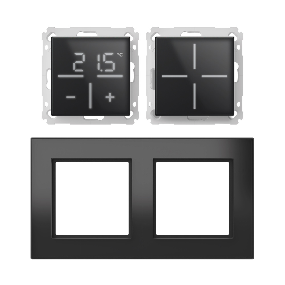 Homematic IP Set 1x Glastaster + Glas-Thermostat + Glasrahmen, schwarz , HmIP-WGS-A + HmIP-WGT-A + HmIP-GF2-A