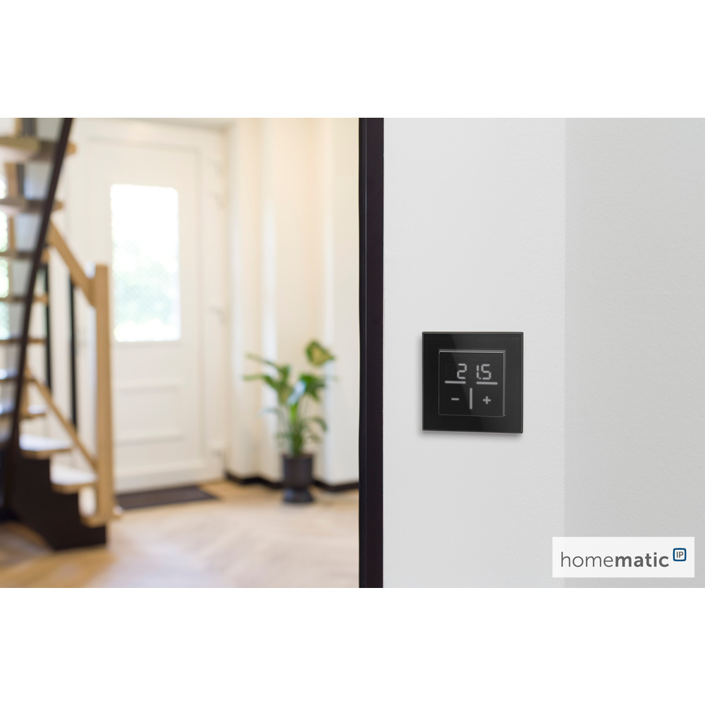 Homematic IP Smart Home Set Glasthermostat -schwarz,  1 Fach-Glasrahmen, HmIP-WGT-A + HmIP-GF1-A