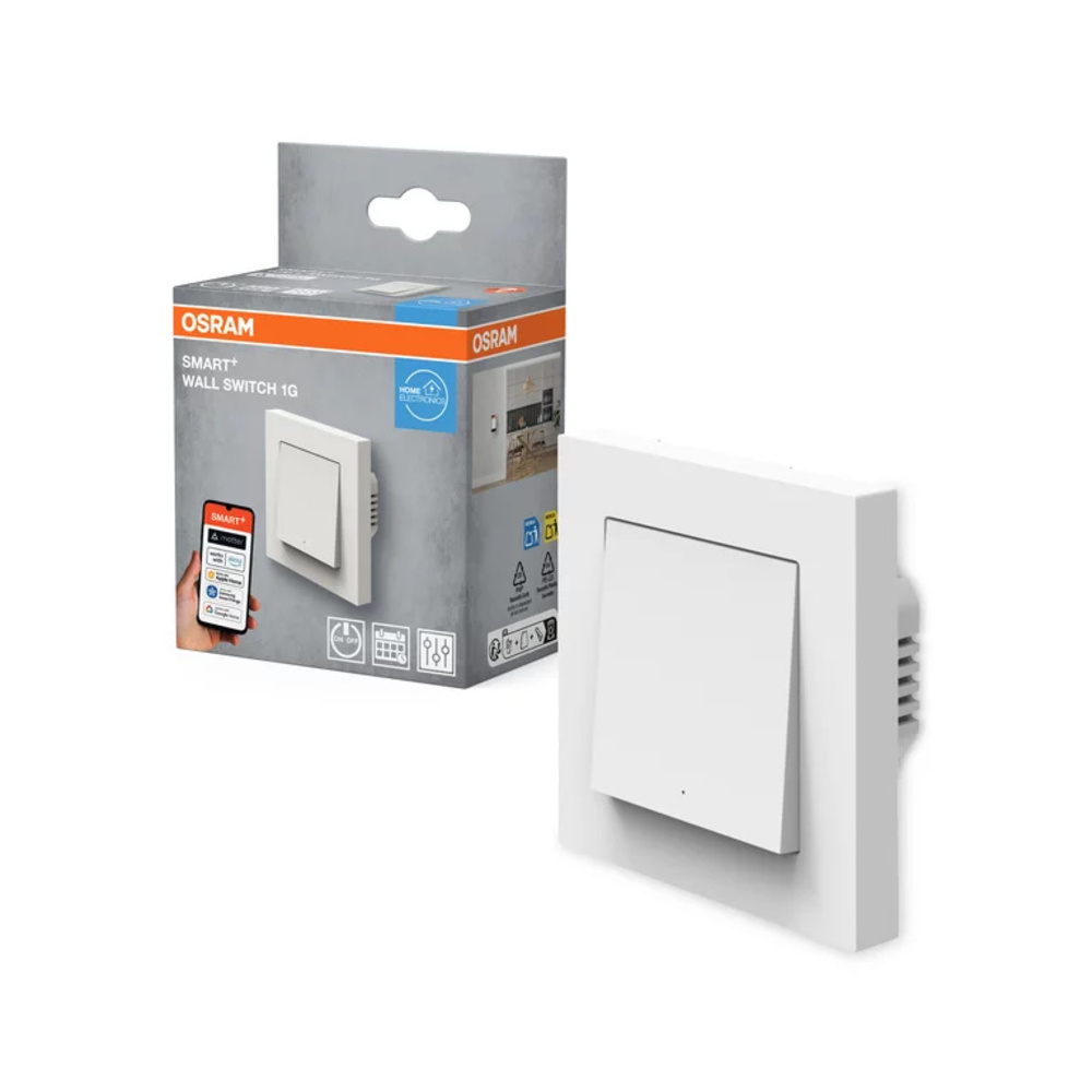 OSRAM SMART+ Smart Home WLAN-Wandschalter, 1-Kanal, Matter-kompatibel, Weiß