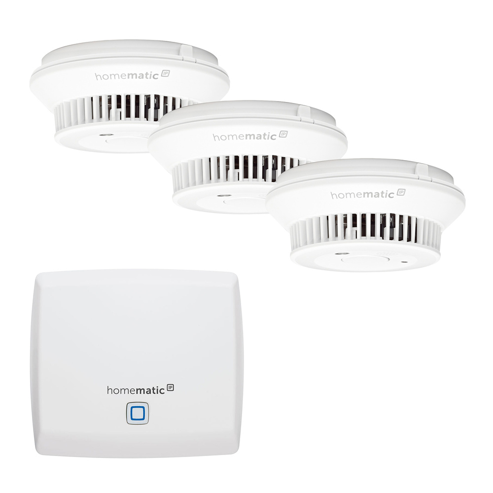 Homematic IP Smart Home Set Rauchwarnmelder mit Access Point, 1x HAP, 3x SWSD-2
