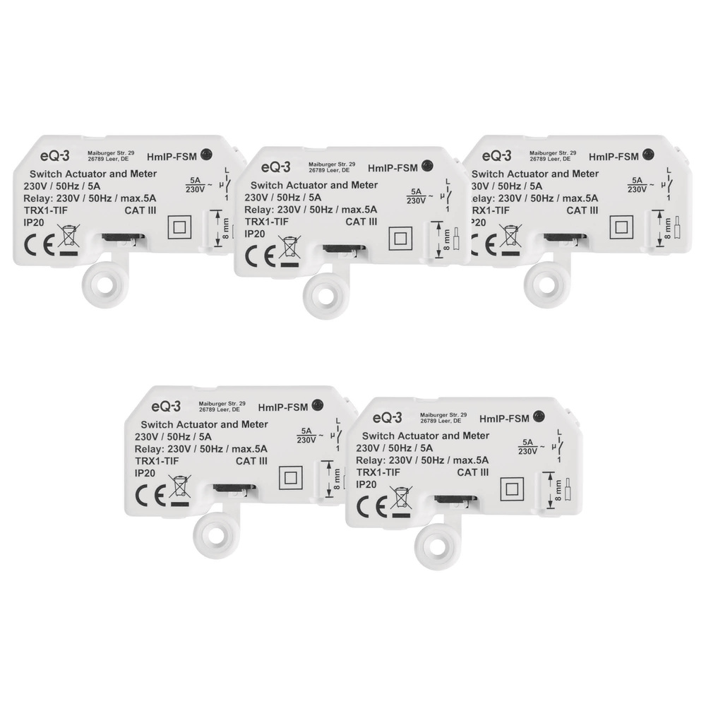 Homematic IP Smart Home 5er-Set Homematic IP Schalt-Mess-Aktor HmIP-FSM, 5 A, Unterputz