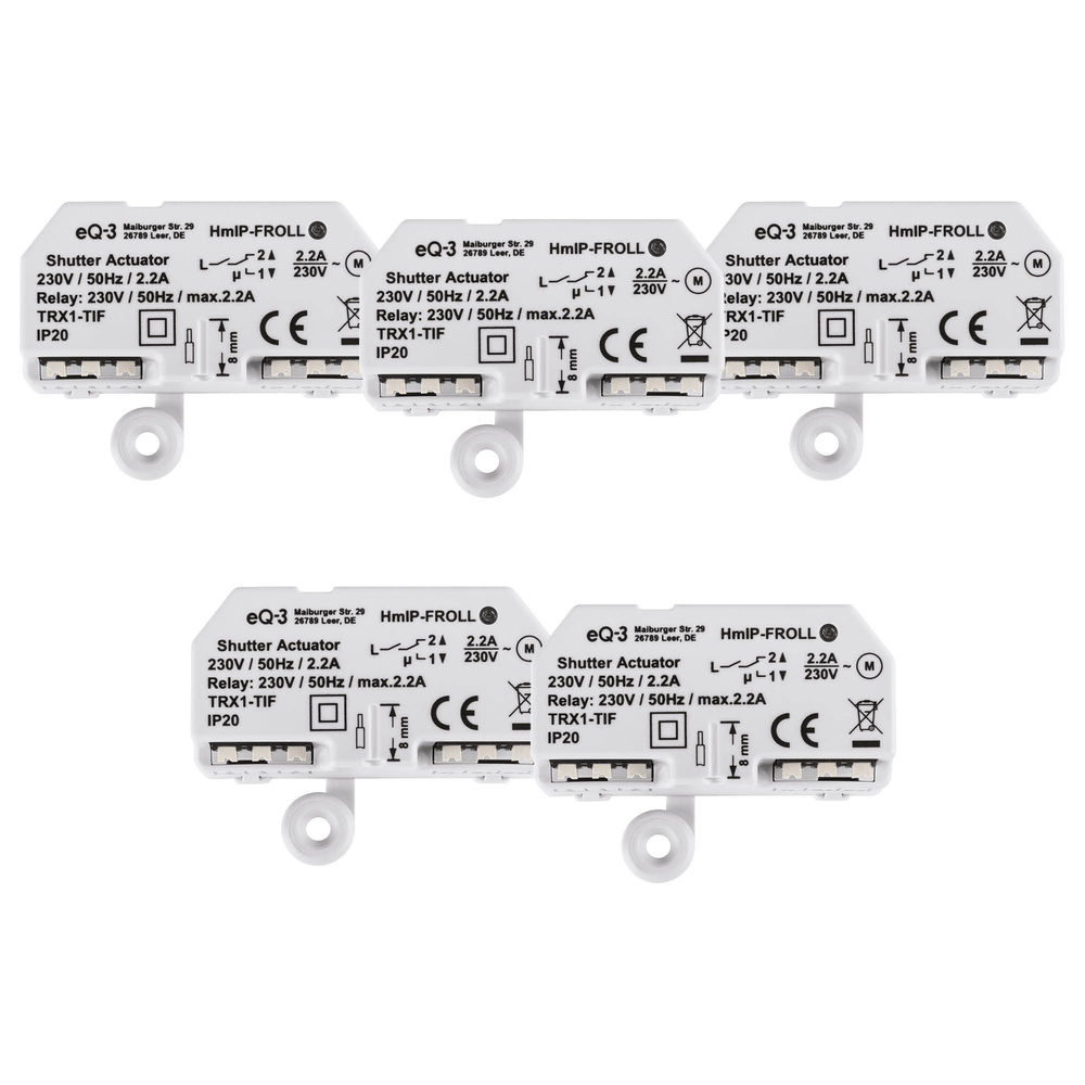 Homematic IP Smart Home 5er-Set Rollladenaktor HmIP-FROLL – Unterputz, auch für Markisen geeignet