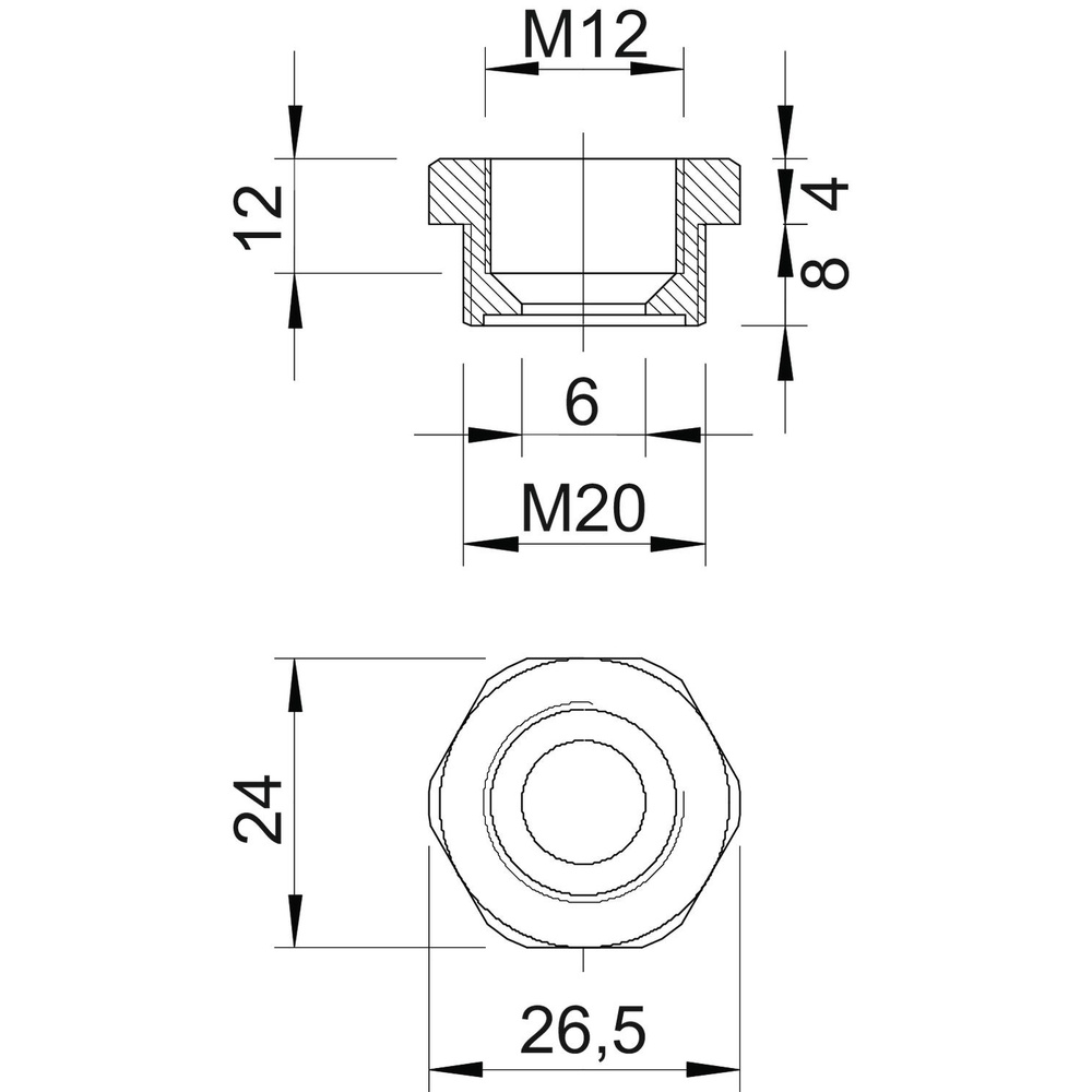 OBO Bettermann, Reduktion, metrisches Gewinde; M20 M12 (1 Stück)
