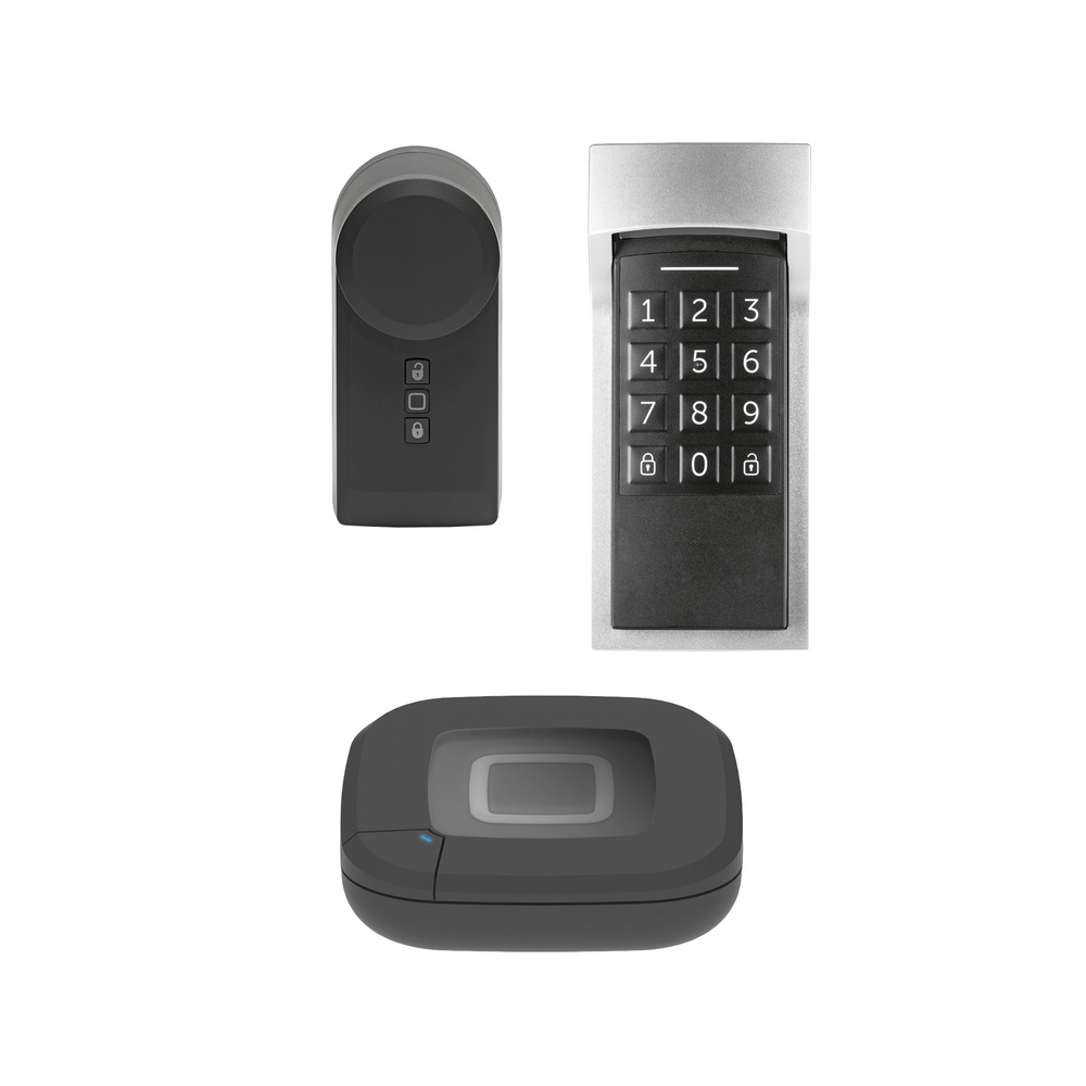 Homematic IP Smart Home Set Zutritt in Anthrazit, Access Point 2, Keypad, Türschlossantrieb