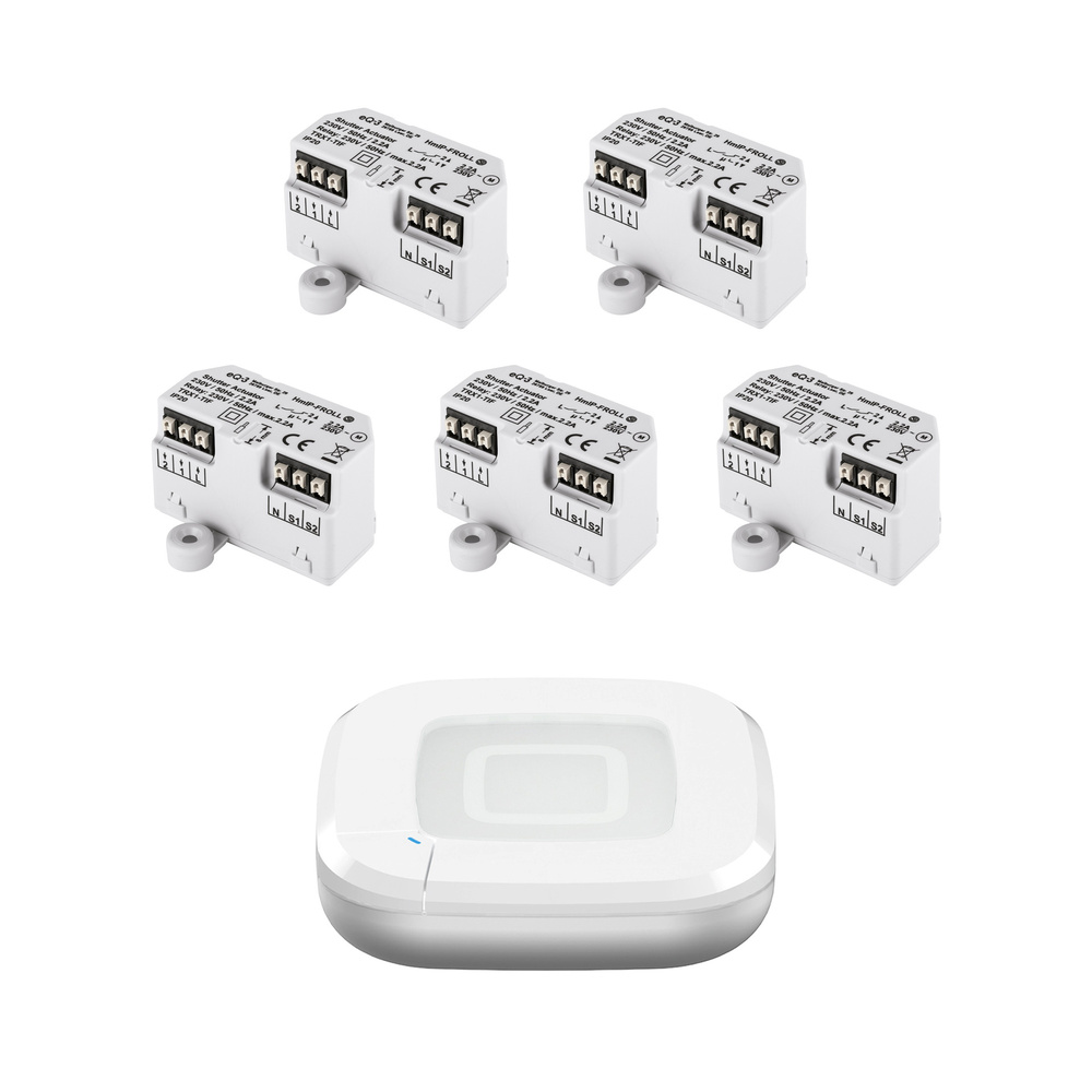 Homematic IP Smart Home Set Rolladen mit Access Point 2, 5x Rollladenaktor Unterputz