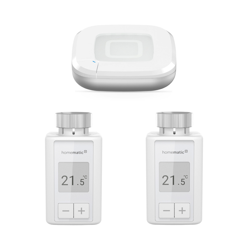 Homematic IP Smart Home Set Raumklima mit Access Point, 2 Heizkörperthermostate Flex