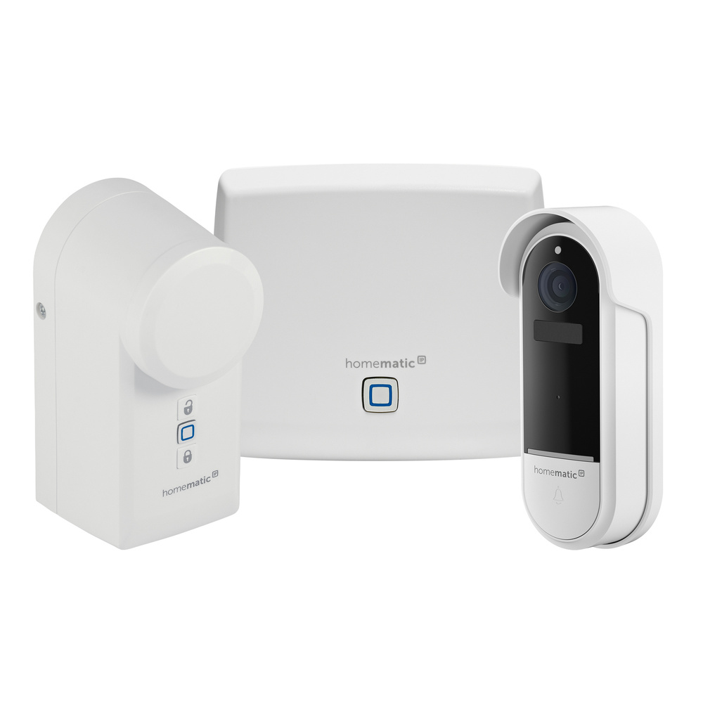 Homematic IP Smart Home Set mit Starter Set Mini Zutritt und Video-Türklingel, HmIP-SK25 und HmIP-CODB