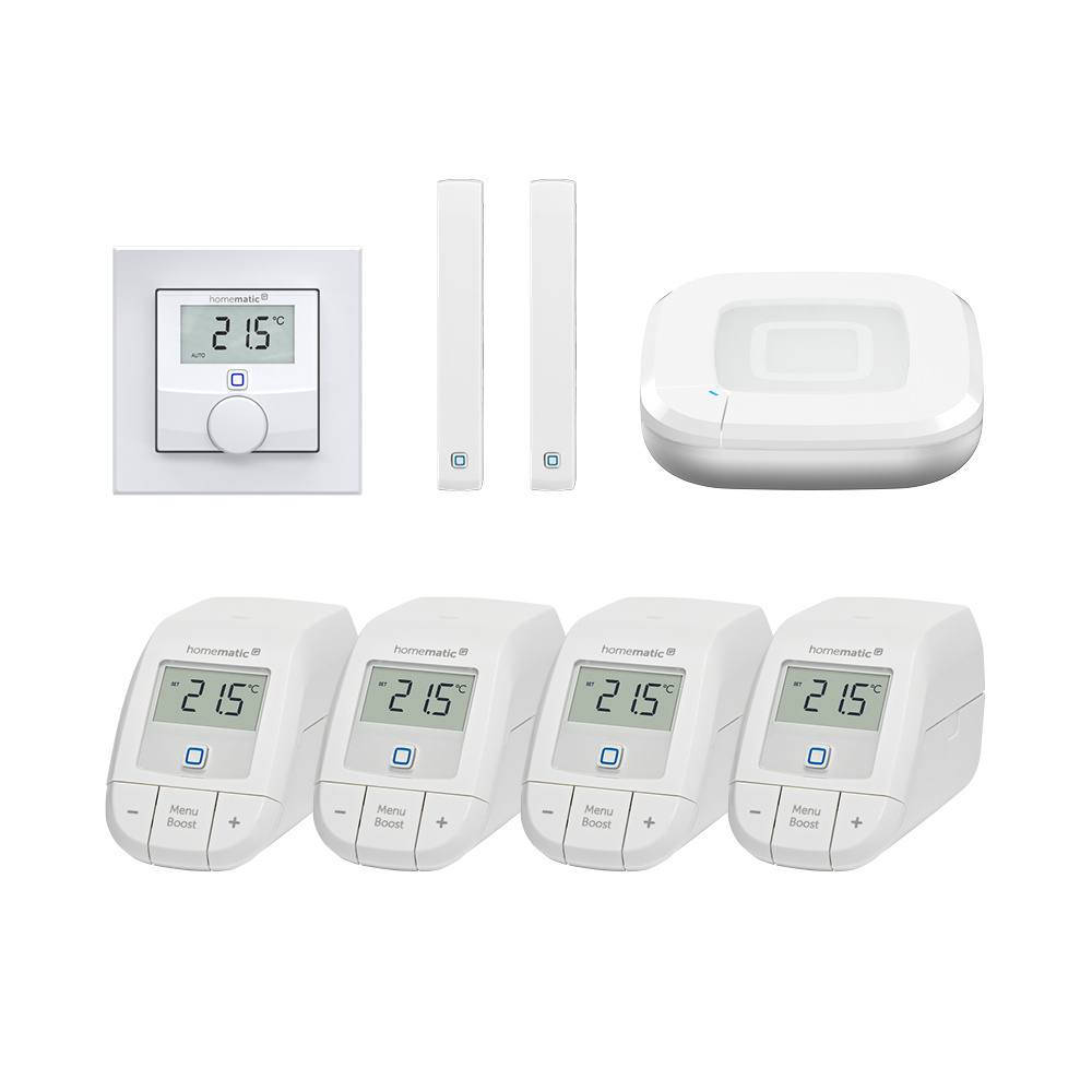 Homematic IP Starter Set Raumklima mit HmIP-HAP2, HmIP-WTH-3, 2x HmIP-SWDO-2, 4x HmIP-eTRV-B-2