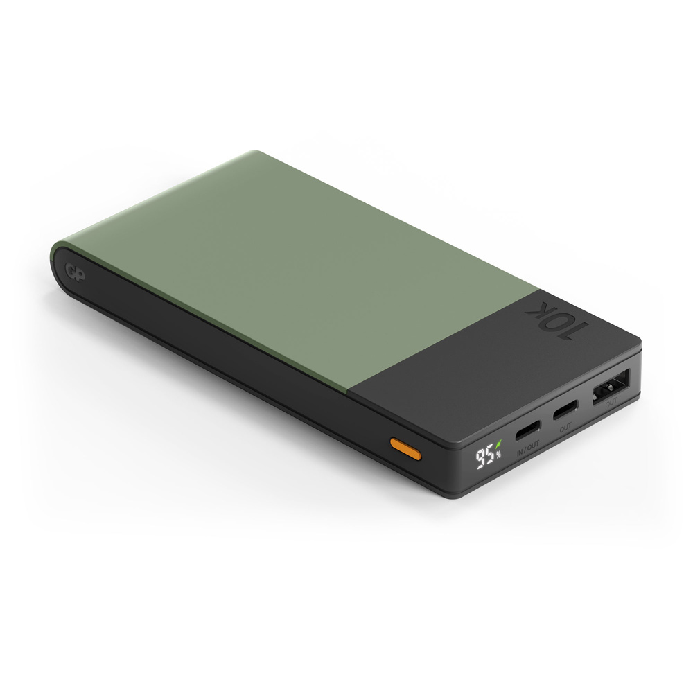 GP Powerbank M2+ 10C, Li-Po 10.000mAh, 1x USB-A, 2x USB-C, Moosgrün