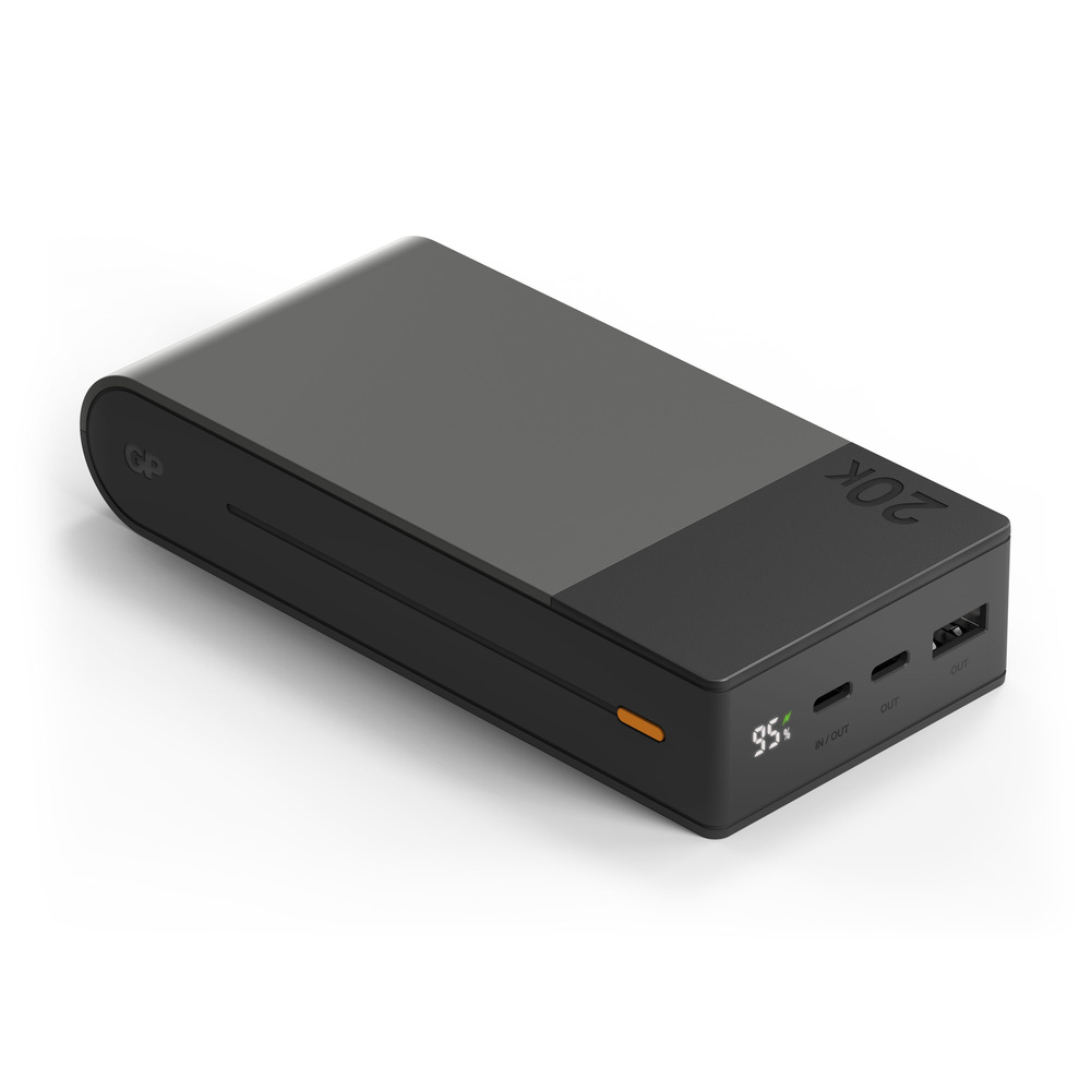 GP Powerbank M2+ 20C, Li-Po 20.000mAh, 1x USB-A, 2x USB-C, Grau/Schwarz