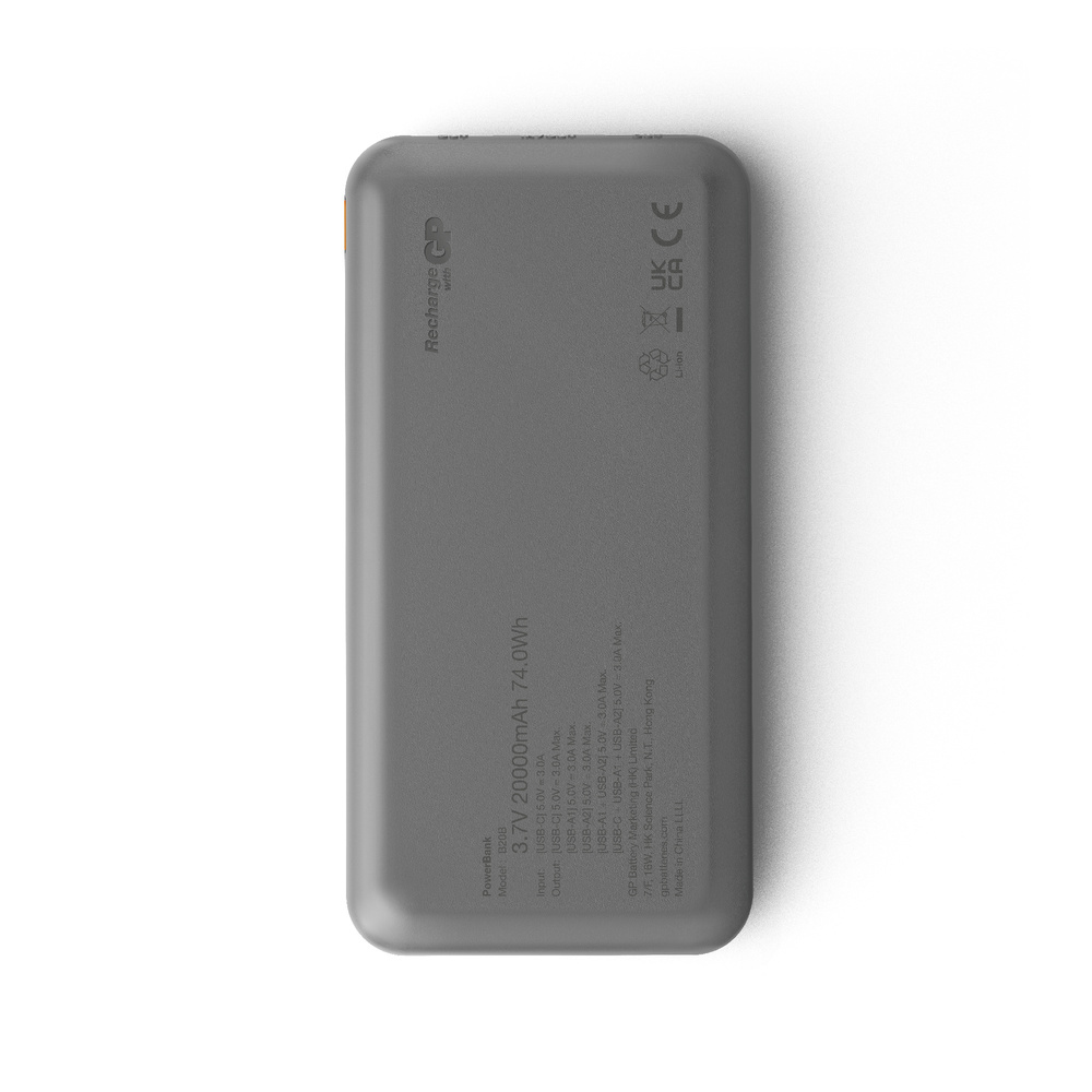 GP Powerbank B+ 20B, 20.000mAh, 2x USB-a, 1x USB-C, Schwarz