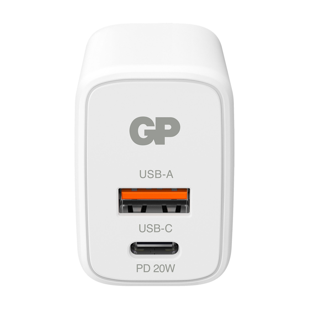 GP Steckerlader 20W PD Fast Charger, 1x USB-A und 1x USB-C, Weiß