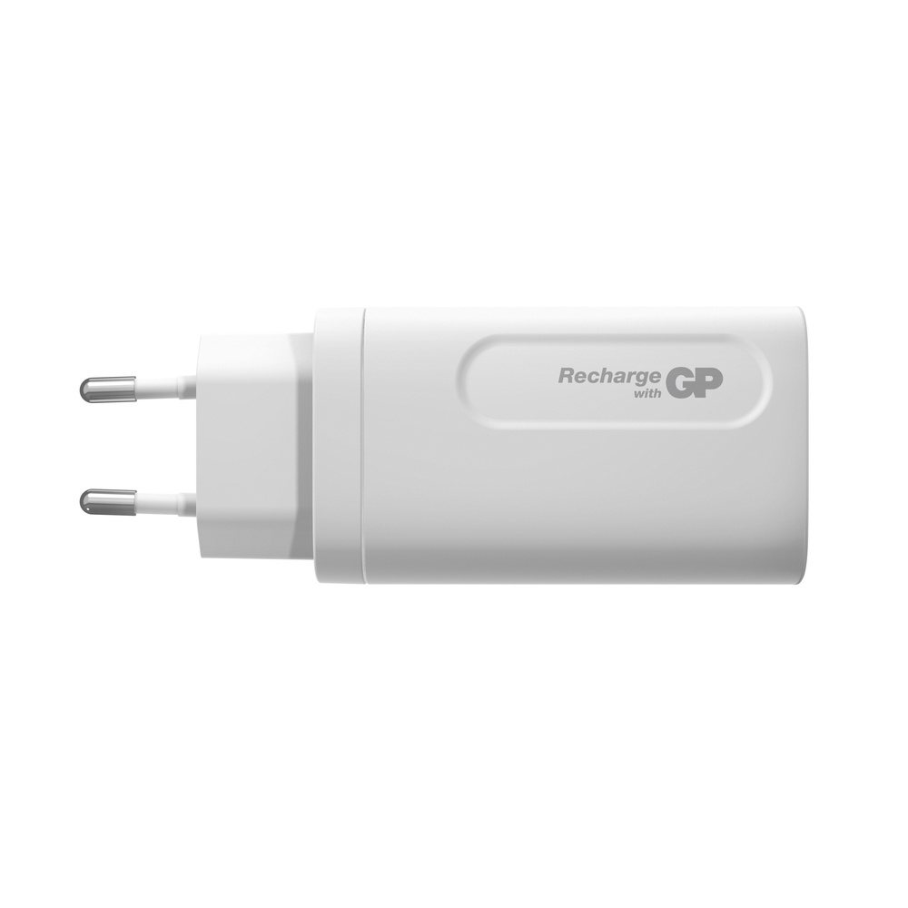 GP Steckerlader GM3A 65W, GaN, 2x USB-C und 1x USB-A, Weiß