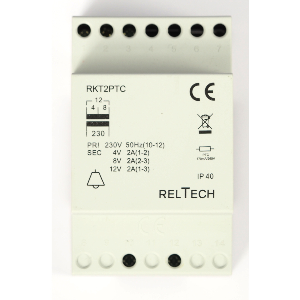 RELTECH Klingeltransformator RKT2PTC mit PTC 2A