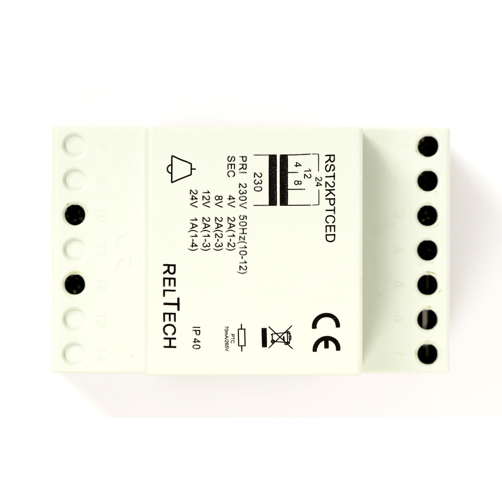 RELTECH Sicherheitstransformator RST2PTCED, 4-8-12-24V/2-2-2-1A