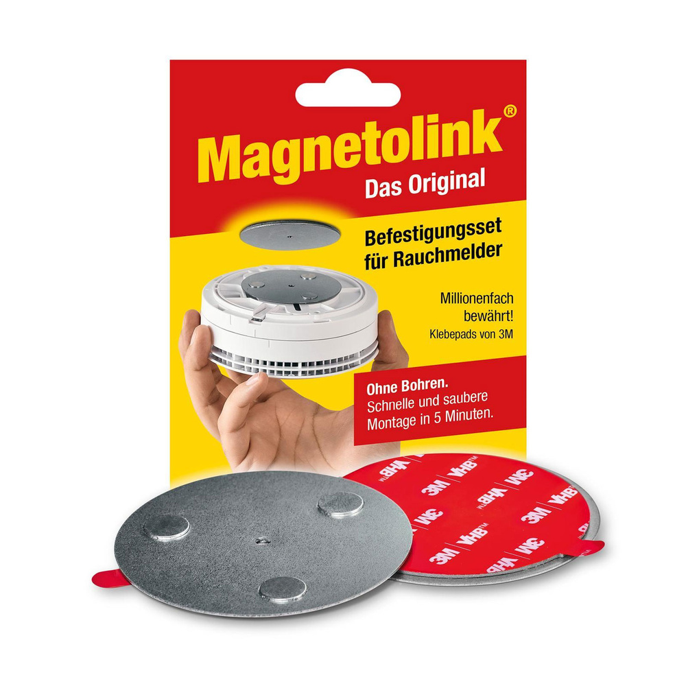 Magnetolink Magnetbefestigungsset für Rauchmelder, für alle Rauchwarnmelder ab Ø 70 mm