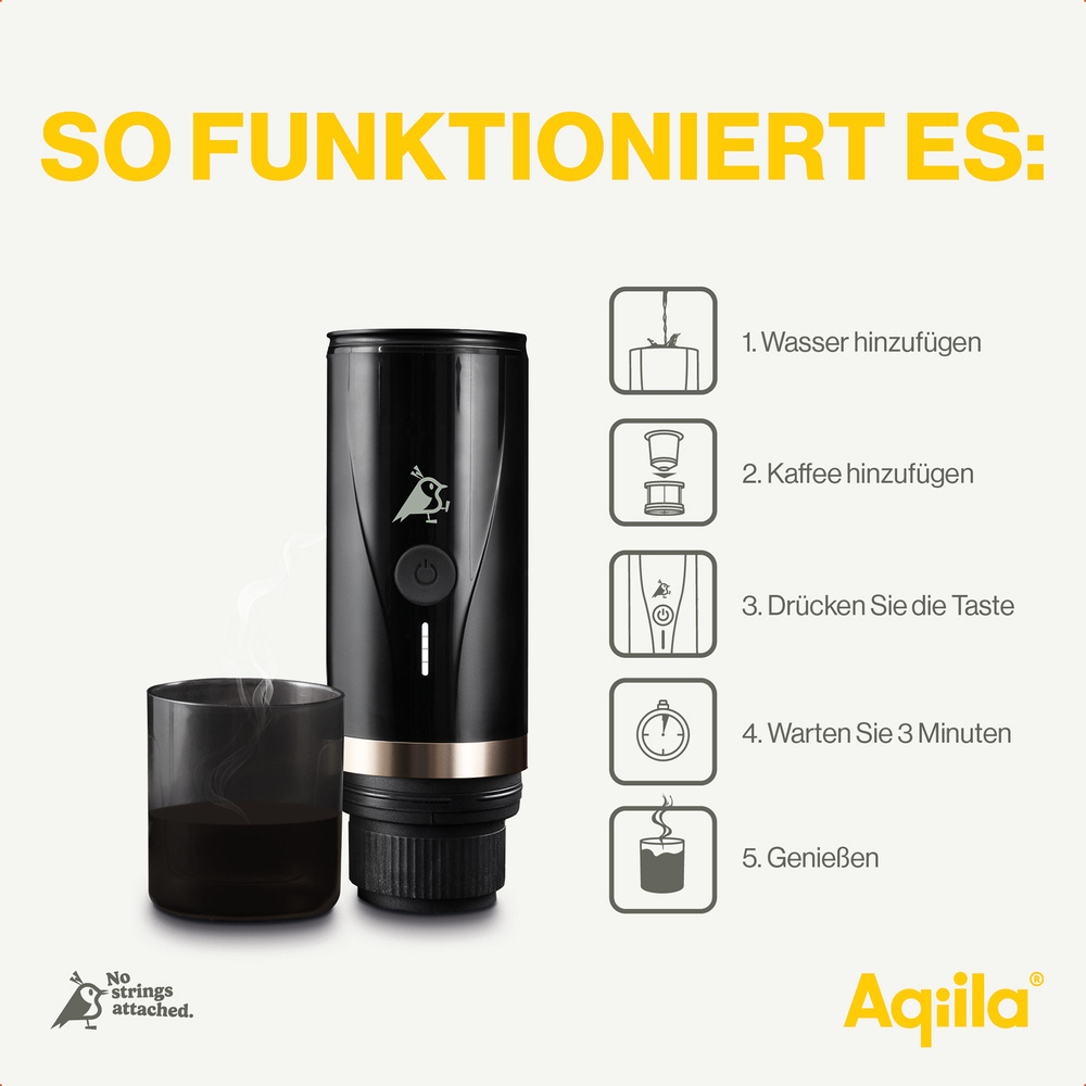 Aqiila Coffebird, tragbare Espressomaschine