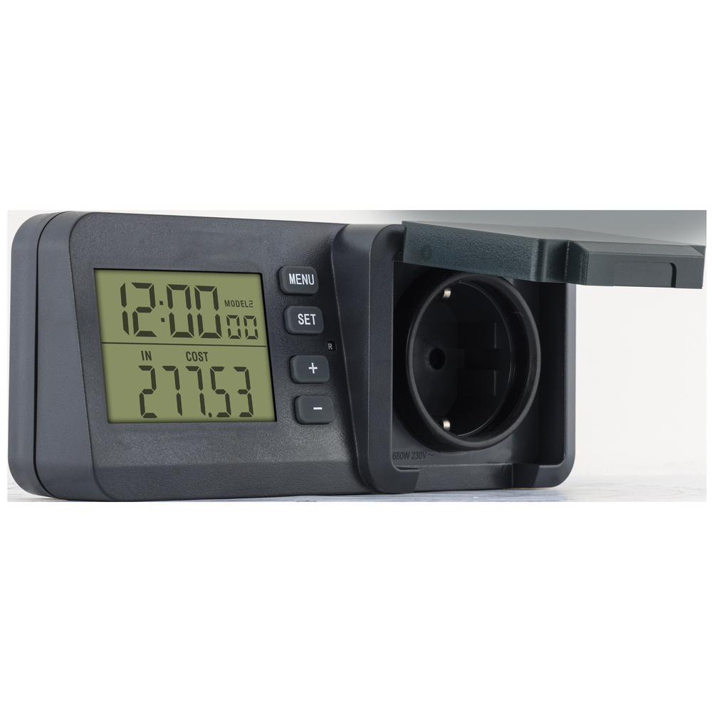 REV Energiekostenmessgerät mit LCD-Display, IP44, schwarz-grün